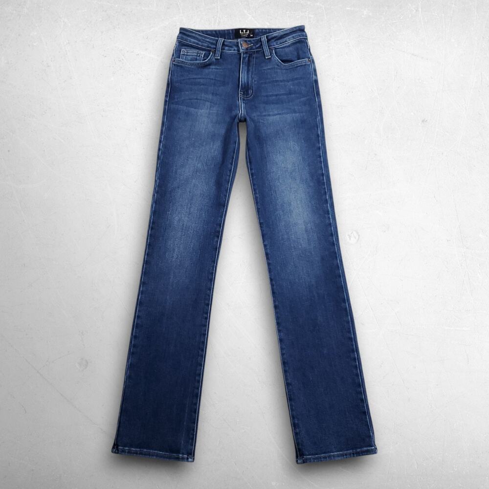 L.T.J. Letter to Juliet Straight Leg Jeans Women 24 Blue Stretch Soft Faded